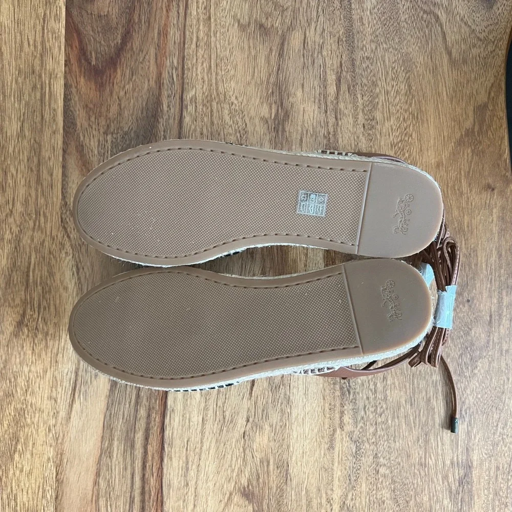 Coach Rita Espadrille Sandals – Black/Tan Leather Lace-Up Flats Size 5.5 - Picture 11 of 11